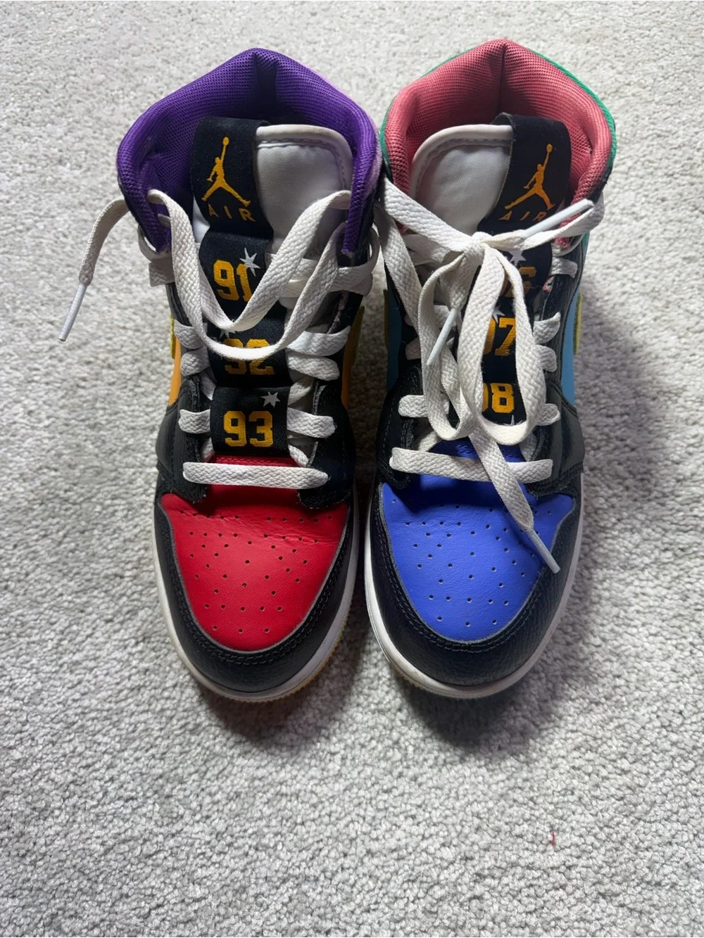 Kids Multicolor Athletic Sneakers with Yellow Swoosh